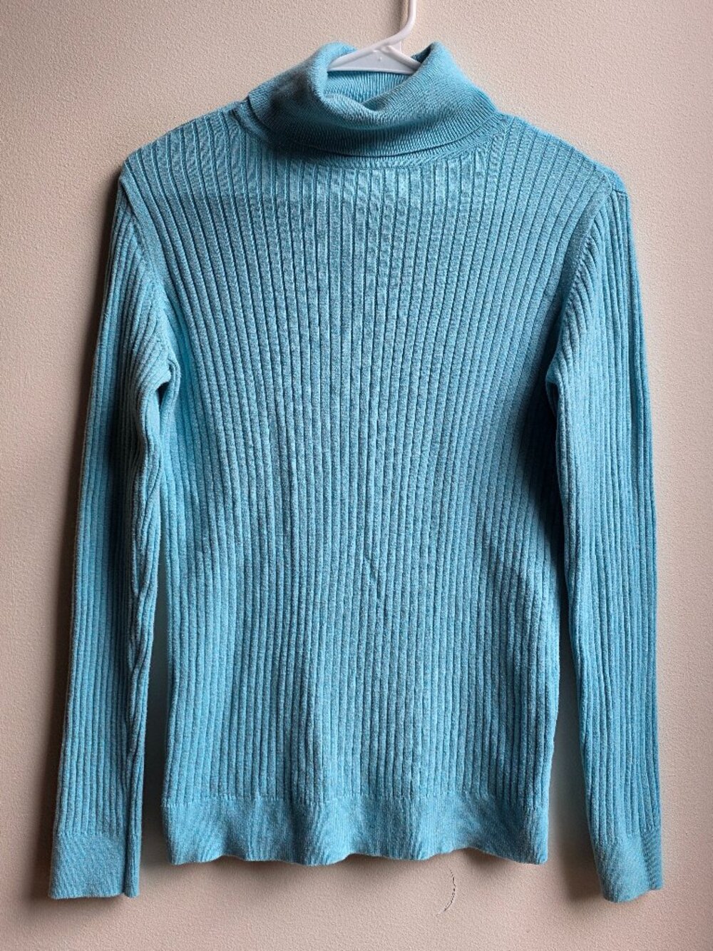 Talbots Light Blue Ribbed Turtleneck Sweater Size Small